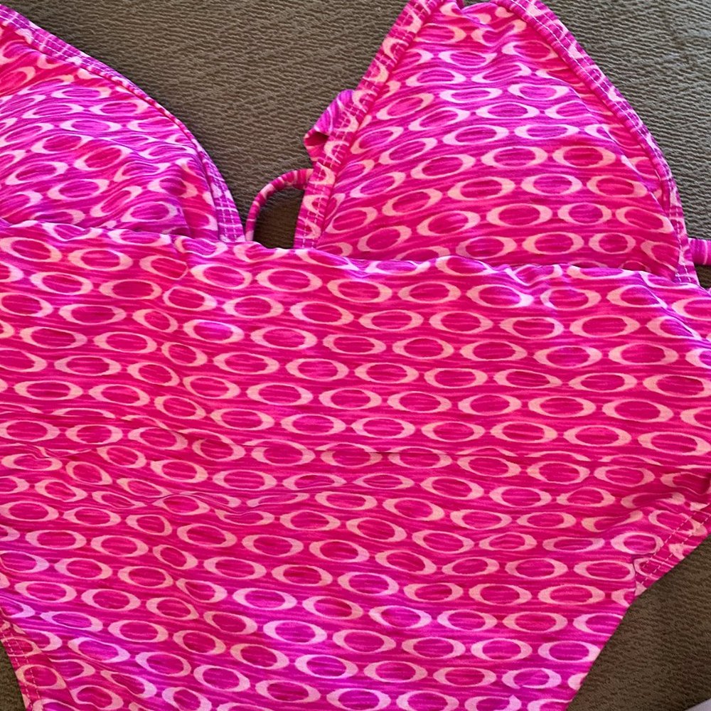 Pink Print String Bikini, Size M - Picture 3 of 5